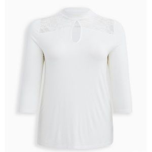 NEW Torrid 3 Super Soft & Lace Keyhole Mock Neck Top